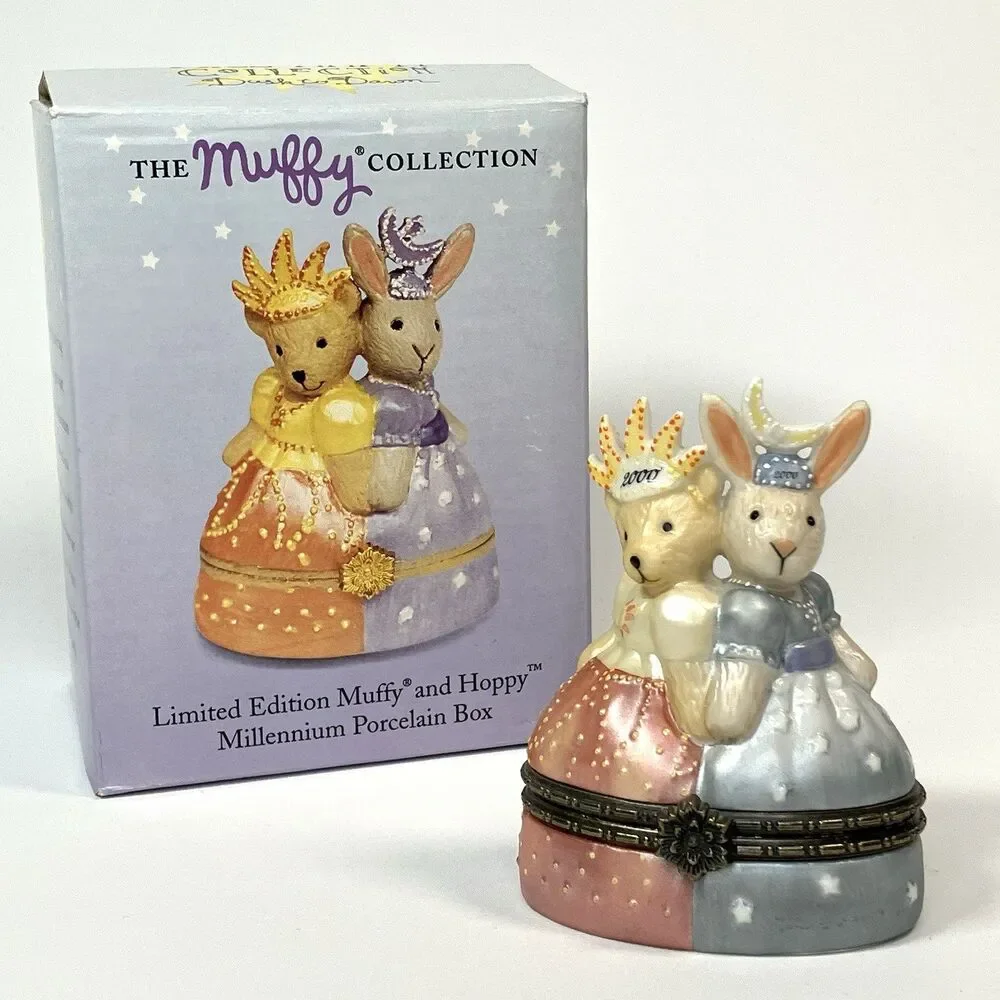 Muffy Vanderbear Muffy & Hoppy Millennium Porcelain Box Set 2000 | /w Box 4